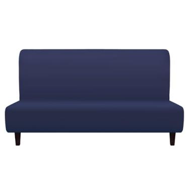 Imagem de bigjvbfv Capa de sofá para sofá-cama, respirável, sem braços, elástica, futon, confortável, dobrável, reutilizável, fácil de instalar para sala de estar em casa (1, blove)