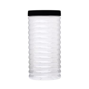 Imagem de Pote Plástico Ondulado 1,5LT Mantimentos Organizador Multiuso Cozinha (Preto)