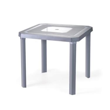 Imagem de Mesa Plástica Desmontável 80x80CM Reforçada Varanda Jardim Bar Cozinha(Prata)