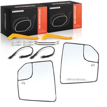 Imagem de A-Premium Vidro espelhado aquecido para motorista e passageiro de 2 peças com placa de suporte compatível com Ford F-150 F150 2015 2016 2017 2018 - Espelho retrovisor lateral externo com vidro Spotter