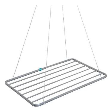 Imagem de Varal de Teto Grande 100% Alumínio Vários Tamanhos C/Parafusos Para Fixação Grande Para Apartamento (90 CM - Alumínio)