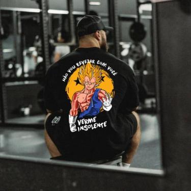 Imagem de Camiseta Oversized Masculina Moda Academia Camisa 100% Algodão Lançame