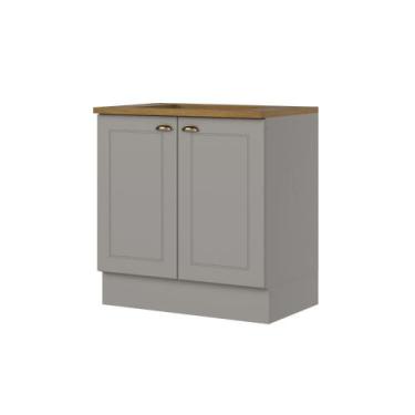 Imagem de Balcão Modulado 80cm com Tampo para Cooktop 2 Portas Emily Henn, Cinza