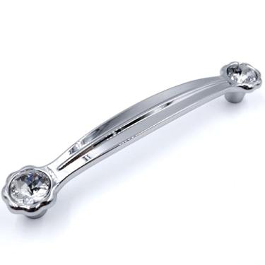 Imagem de JETLAND Puxadores de cristal para gaveta de armário, pacote com 2, cromado com vidro transparente, centros de furo de 12,7 cm, margarida brilhante, alças de armário para móveis de mesa de cabeceira de
