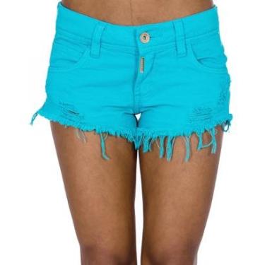 Imagem de Short Sarja Destroyed Desfiado Color Block Colcci Feminino-Feminino