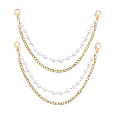 Imagem de Acessórios de corrente de sapato de prata para mulheres com laço de coração de estrela, corrente gótica, corrente de sapato gótico para tênis, botas, correntes, Pérola, Small