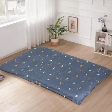 Imagem de Capa de colchão futon de chão 100% algodão (apenas capa), capa de futon macia e lavável com zíper para colchão de futon japonês tradicional, capa de colchão tatami à prova de poeira (Queen, espaço)