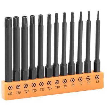Imagem de InPower Conjunto de brocas Torx, conjunto de brocas de segurança de 12 peças, conjunto de brocas Torx à prova de adulteração de aço S2 com suporte de brocas, aço S2 premium e hastes sextavadas de liberação rápida.