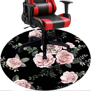 Imagem de Tapete de cadeira de escritório com flores, textura de flor, tapete de cadeira de mesa para piso de madeira de escritório em casa, protetor de piso de pilha baixa, redondo 119 cm