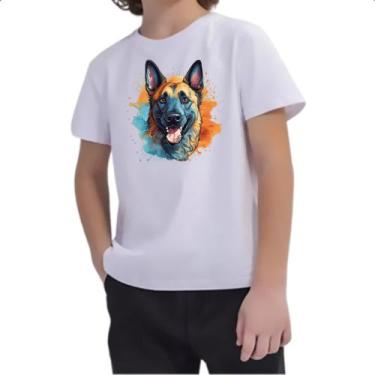 Imagem de Camiseta Infantil Pastor belga Watercolor Arte - Alearts, 6