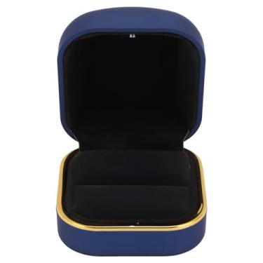 Imagem de LiebeWH Caixa de Anel Led de Engajamento do Casamento Com Veludo Leve e Requintado Caixa de Anel de Forro de Luxo para Proposta (Azul)