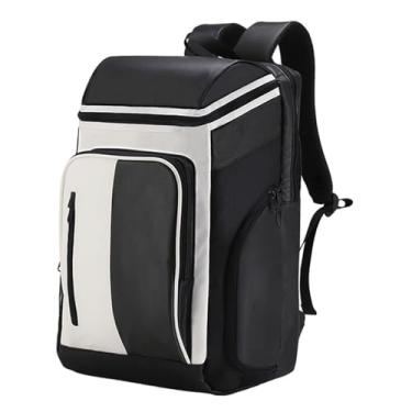 Imagem de menolana Mochila de tênis multifuncional Mochila de pickleball de tênis com compartimento para sapatos Bolsa de badminton para esportes ao ar livre, Preto Branco