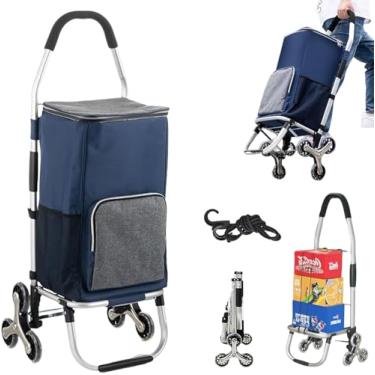 Imagem de Carrinho De Compras Leve Totalmente Isolado De 6 Rodas Grande Com Capacidade De 75 Kg Estrutura Leve De Liga De Alumínio, Bolsa Impermeável Destacável, Carrinho De Compras De Supe, Blue