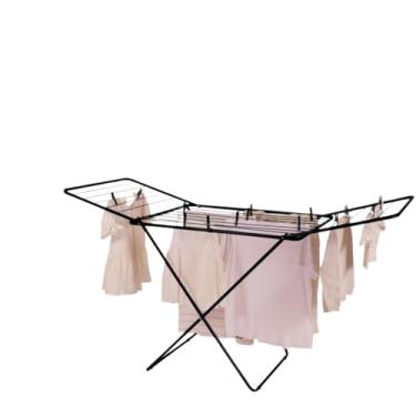 Imagem de Varal Retrátil de Chão Vertical - Suporte Resistente com Abas Dobráveis para Roupas(Preto maxxi 25kg)