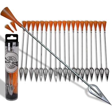 Imagem de FSFF .625 Blowgun Darts Whisper Razor Dart mais afiado dardos broadhead mais largos, pacote com 20 dardos grandes 21 cm frio para canhões de 0,625 furo lâmina de aço de alta visibilidade fletched cone