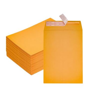 Imagem de MATUFF Envelopes de catálogo de 6 x 9 envelopes autovedantes, pacote com 100, papel kraft 100GSM, 15 x 23 cm, pequeno, amarelo, marrom, segurança, manilha, com aba de descascar e selar para documentos