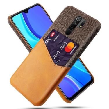 Imagem de Capa para Xiaomi Redmi 9,Tela e tampa de couro PU,Antideslizante,360°cobertura completa à prova de choque com 1 slot de cartão atrás,Prevenção de queda-Brown