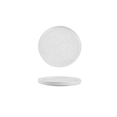 Imagem de Prato de cerâmica de estilo europeu simples e requintado vitrificado resistente a altas temperaturas - padrão de pedra de 25,4 cm "King Kong White"