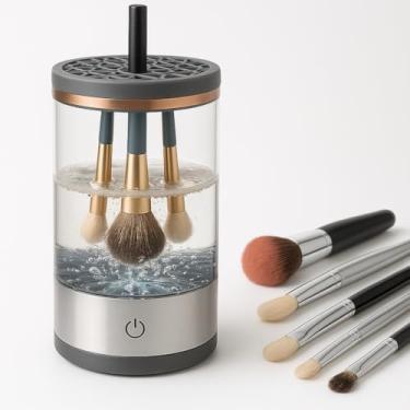Imagem de Limpador de Pincéis de Maquiagem Elétrico 3 em 1 Lava Seca e Armazena Automático USB Máquina Lavadora de Pincéis Esponjas Portátil Porta Pincéis Cosméticos