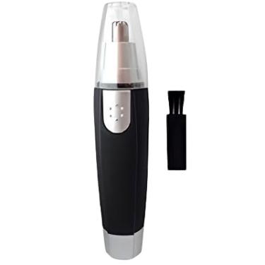 Imagem de Aparador de Pelos Elétrico para Nariz, Orelha e Sobrancelha, Portátil com Escova de Limpeza, Preto e Prata