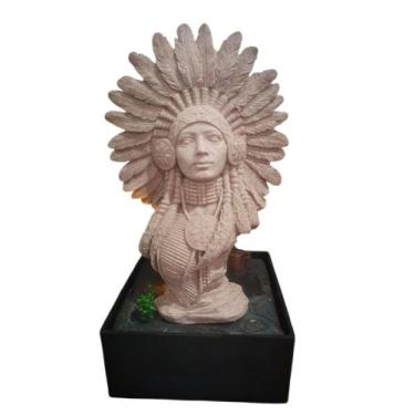 Imagem de Fonte India Xamã Cabocla Cascata De Água Decorativa 40cm - Althea Arte