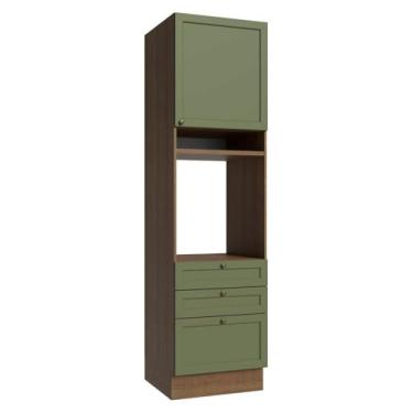 Imagem de Torre Quente 60 cm 1 Porta 3 Gavetas Rustic/verde Vik Madesa