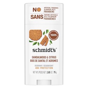 Imagem de Schmidt's Desodorante natural sem alumínio para mulheres e homens, sândalo e cítrico com proteção de odor 24 horas, certificado natural, vegano, sem crueldade, 75 g