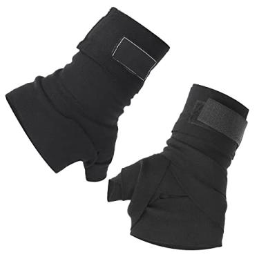 Imagem de OKJHFD A Pair Black Polyurethane Boxing Winding Bandage Fighting Sanda Muay Hand Wraps Sports Strap Ringside Mexican Style Boxing Hand Wraps