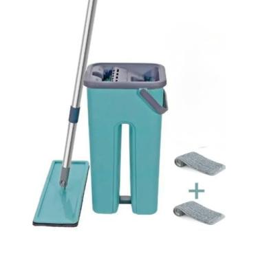 Imagem de Mop Flat com Balde Duplo, Sistema de Limpeza 360°, 2 Refis em Microfibra, Kit Completo para Limpeza