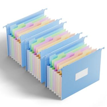 Imagem de Pastas de arquivo suspensas expansíveis de palha de trigo, bolsos sanfonados expansíveis, grande capacidade, tamanho carta, pastas suspensas para armário de arquivo, com abas inseríveis de corte 1/5