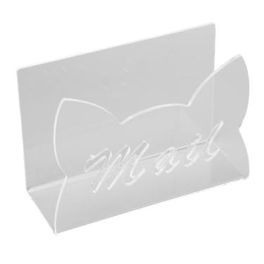 Imagem de Pssopp Porte do Organizador de Correio, Titular de Carta, Baterop de Gato de Gato Pequeno Script de Letra de Letra de Letra de Documento de Documento para Escola de Escritório Em Casa (claro)