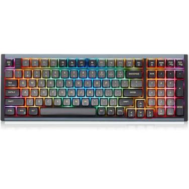 Imagem de Hexgears Teclado para jogos de alumínio USB-C I4, teclado mecânico com teclado numérico, interruptor vermelho Kailh, luz de fundo RGB, teclas PBT, troca a quente para Windows/Mac OS