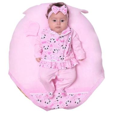 Imagem de Saída de Maternidade Menina Aconchego Pandinha Rosa 04 Peças P - Amora