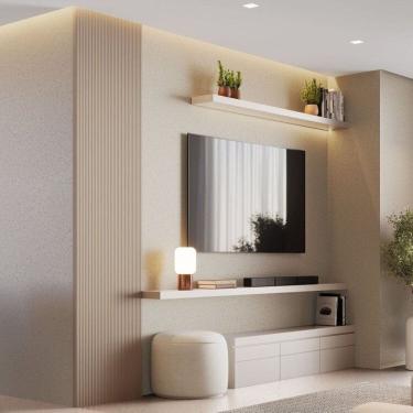 Imagem de Kit 2 Placas de Painel Ripado Toronto 250cm X 58cm X 3,3mm rende 2,9m² - Ecorevest Bege