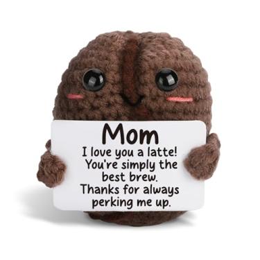Imagem de Presentes de café engraçados para mãe da filha e filho - lindo grão de café de crochê, presente de aniversário de dia das mães, Natal, Dia dos Namorados, Páscoa para mães que amam café expresso