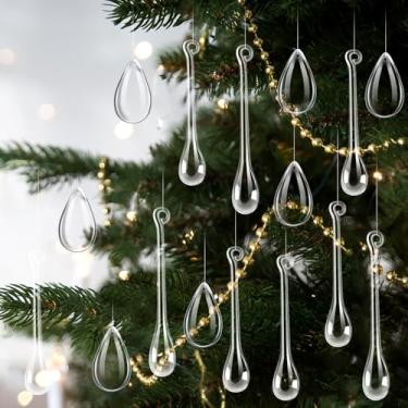Imagem de Cinnvoice 100 peças de enfeites de gota de Natal, enfeites de gota de acrílico transparente, pingente de lustre de cristal para árvore de Natal, centro de mesa, decoração de festa