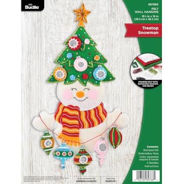 Imagem de Bucilla Kit de pendurar na parede com aplique de feltro, boneco de neve de árvore, perfeito para artes e artesanato DIY