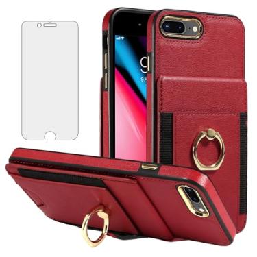 Imagem de Asuwish Capa de celular para iPhone 7plus 8plus 7/8 Plus capa de celular carteira com protetor de tela fina de couro PU compartimento para cartão com bloqueio de RFID suporte i Phone7s 7s + 7+ 8s 8+