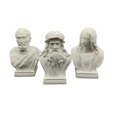 Imagem de otdlle Artistas Mestres Renascentistas Leonardo da Vinci Michelangelo Raphael Busto Cabeça Escultura Estátua Decoração Estatueta Colecionável Tampo de Mesa (Artistas Renascentistas Conjunto de 3, 15
