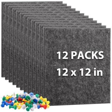 Imagem de LDXDRU Azulejos de quadro de cortiça – pacote com 12, 30,5 x 30,5 x 1/5.1 cm de espessura, placas de boletim de feltro autoadesivas, quadro de avisos de feltro para paredes, home office e sala de