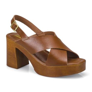Imagem de Tamanco Feminino Sandália Fivela Salto Alto Grosso Bloco Madeira 007-010 (Caramelo, BR, Adulto, Numérico, 36)