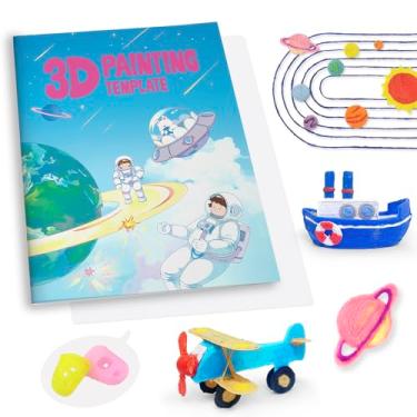 Imagem de SONGTIY Livro de desenho de pintura 3D, modelo de grafite reutilizável com 40 padrões, moldes criativos de estêncil com uma placa de PVC para iniciantes e artesãos, ideias de presente DIY de