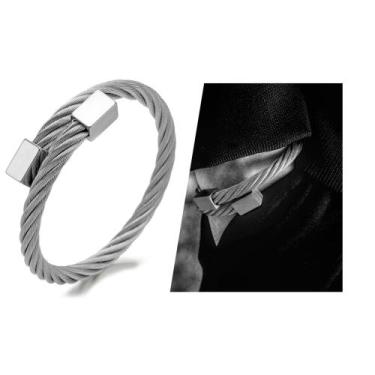 Imagem de Bracelete Pulseira Masculina Cabo De Aço Inox Cubo Zeus Luxo Custom Bi