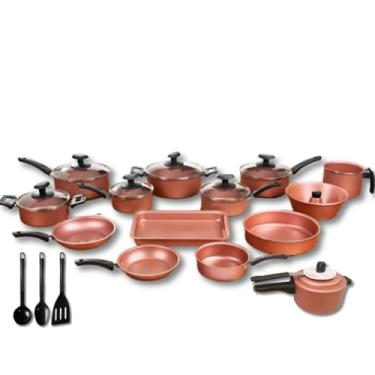 Imagem de Conjunto Panelas 17 Pc antiaderente, Panela Pressão 2 Litros,leiteira inox(Super Rose)