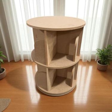 Imagem de Estante Prateleira Giratória Organizador Livro Brinquedo Decoração e Infantil em MDF Cru