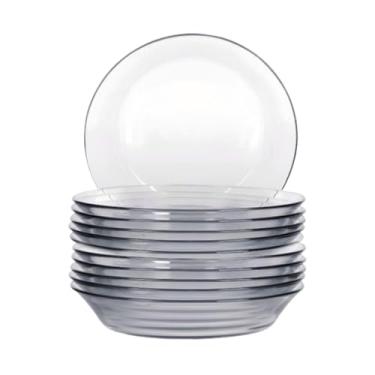Imagem de Jogo Prato Fundo Vidro Transparente Kit Prato Fundo Resistente(18)