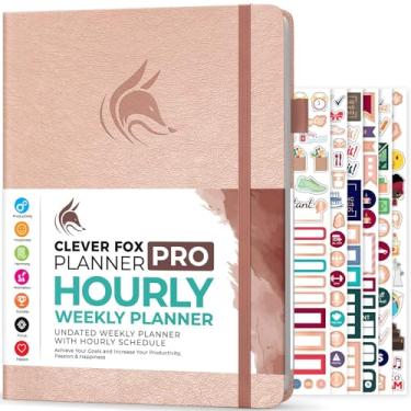 Imagem de Clever Fox Agenda Planner PRO – Planejador de vida semanal e mensal sem data com horários, agenda de compromissos e organizador diário, A4 (ouro rosa)