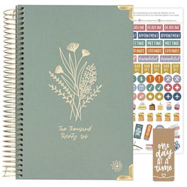 Imagem de bloom daily planners HARDCOVER Agenda 2026 (janeiro a dezembro) - Organizador de objetivos de tarefas A5 - Livro de agenda inspiradora mensal e semanal - 14 cm x 21 cm - linho, verde