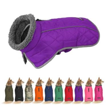 Imagem de Fragralley Casaco de inverno para cães, casaco de cachorro à prova de vento, jaquetas ajustáveis para cães, à prova d'água, roupas de gola rolê, colete de lã para cachorro