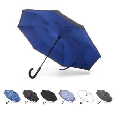 Imagem de totes Inbrella Guarda-chuva dobrável com fecho reverso, Azul royal/preto, One Size, Guarda-chuva com fecho automático InBrella com gancho J, à prova de vento e chuva
